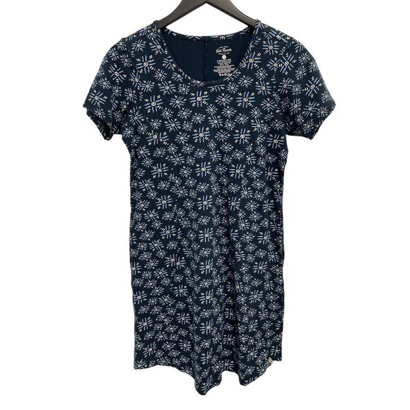 Old Ranch T Shirt Dress Size Small Crewneck Short Sleeve Geometric Blue White - Picture 1 of 7